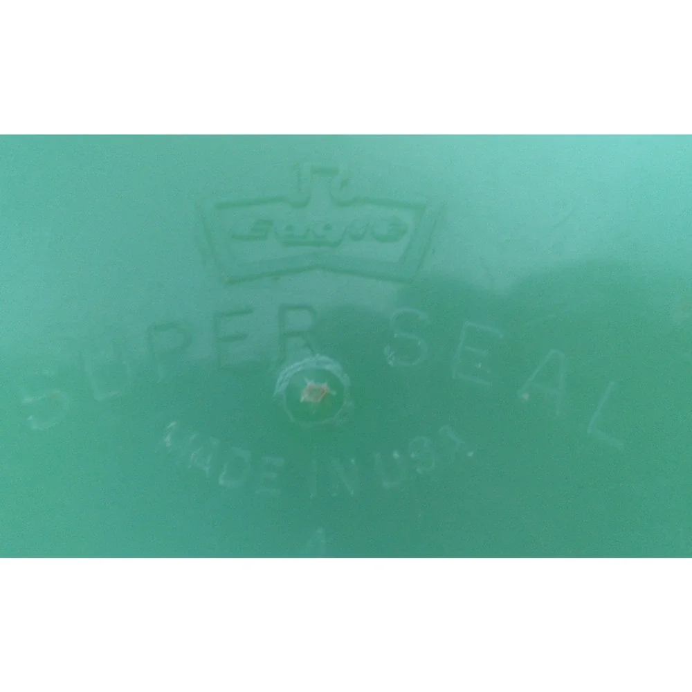 Two Eagle Super Seal Green Plastic Containers 6 1/2 inch Tall And 5 inch Tall